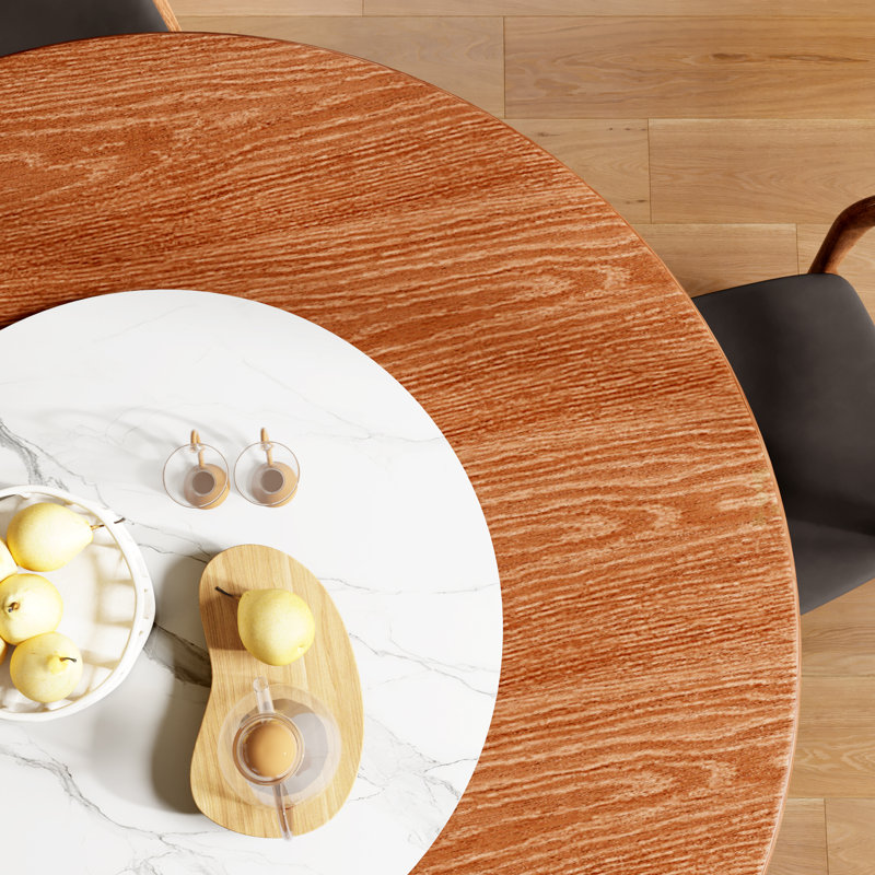53" Round Solid Wood Dining Table with FREE Lazy Susan For 4/6/8, 29.5"H x 53"L x 53"W