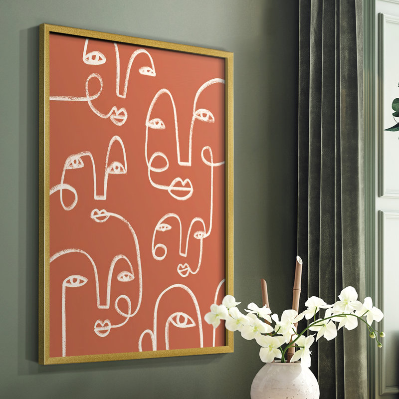 Connected Expressions II Framed Print - Solid Wood, Gold Framed, 14" H x 11" W