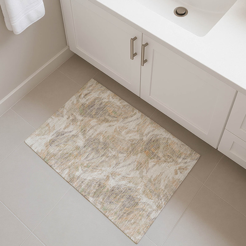 Premium Machine Washable Mayfield AMF2387 Abstract Rug, 2'6" x 3'10", Khaki