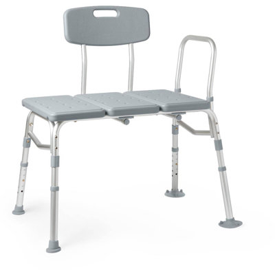 Transfer Bench With Backrest And Pushbutton Height Adjustment