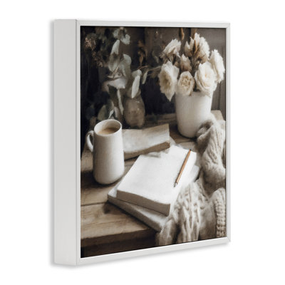 Morning Coffee & Journaling Framed Giclee, design by Riley B