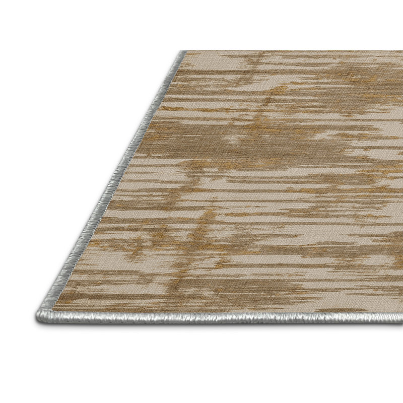 Machine Washable Abstract Beige Area Rug, Rectangle 5' x 7'