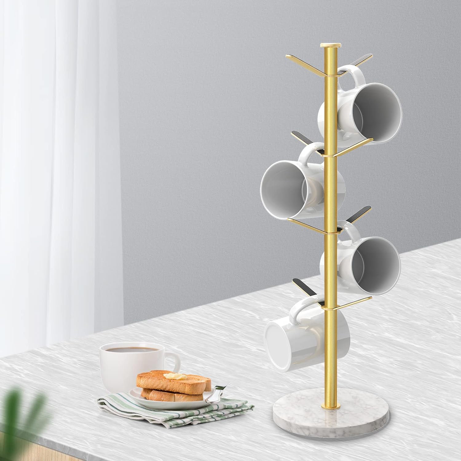 Gold Mug Tree Stand Mercer41 Gold Mug Holder Tree With Marble Base