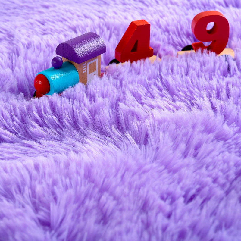 Fluffy Purple Rug For Girls Bedroom, 2X3 Shaggy Small Non-Slip Door Mat Indoor Entrance, Soft Plush Bedside Throw Area Rug, Kids Entryway Carpet, Fuzzy Home Decor Rug For Bedroom Entry