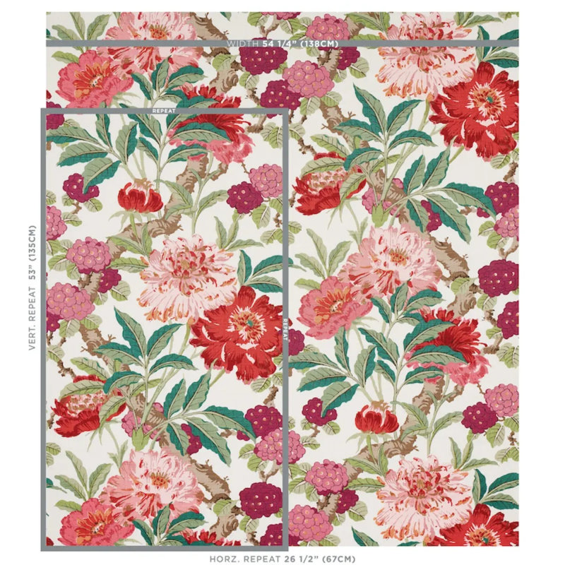 Enchanted Garden Fabric, Fuchsia