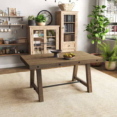6-Person Solid Wood Trestle Dining Table