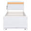 Lit plateforme simple avec tiroirs de rangement et tête de lit à DEL, blanc, lit gigogne inclus-1339665553