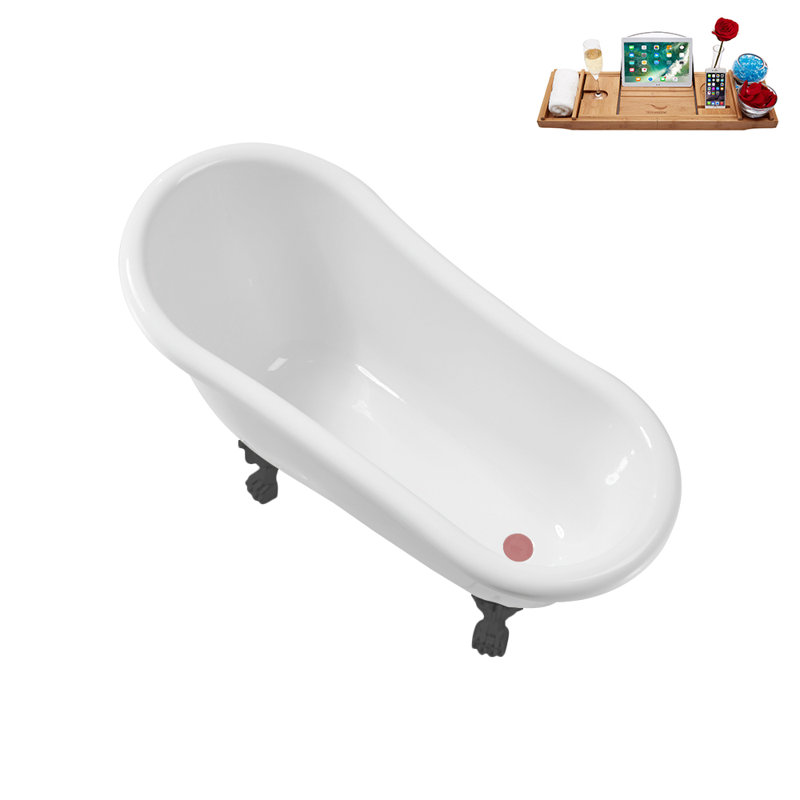 53.1'' x 25.6'' Freestanding Soaking Acrylic Bathtub, Brushed Gun Metal, Matte Pink