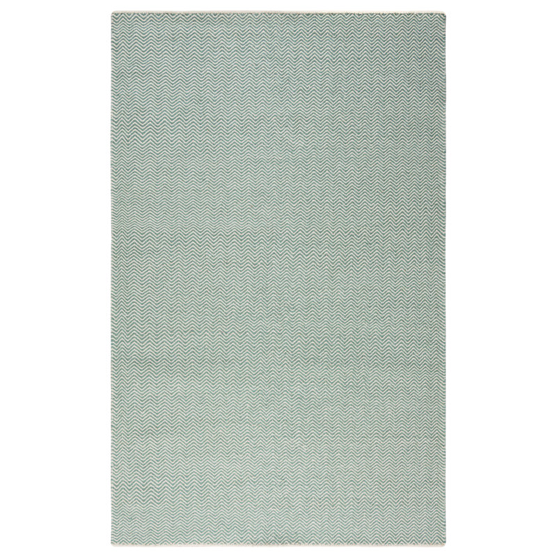 Tapis vert en laine fabriqué à la main Rita, Rectangle 9 pi x 12 pi