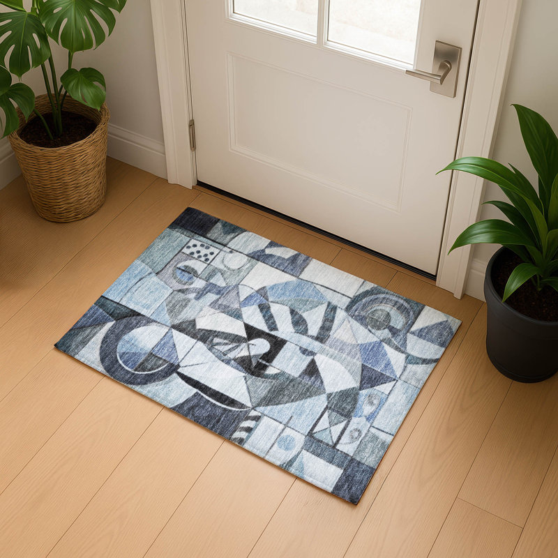 Premium Machine Washable Lubbers AMF1758 Abstract Rug, Rectangle 1'8" x 2'6"