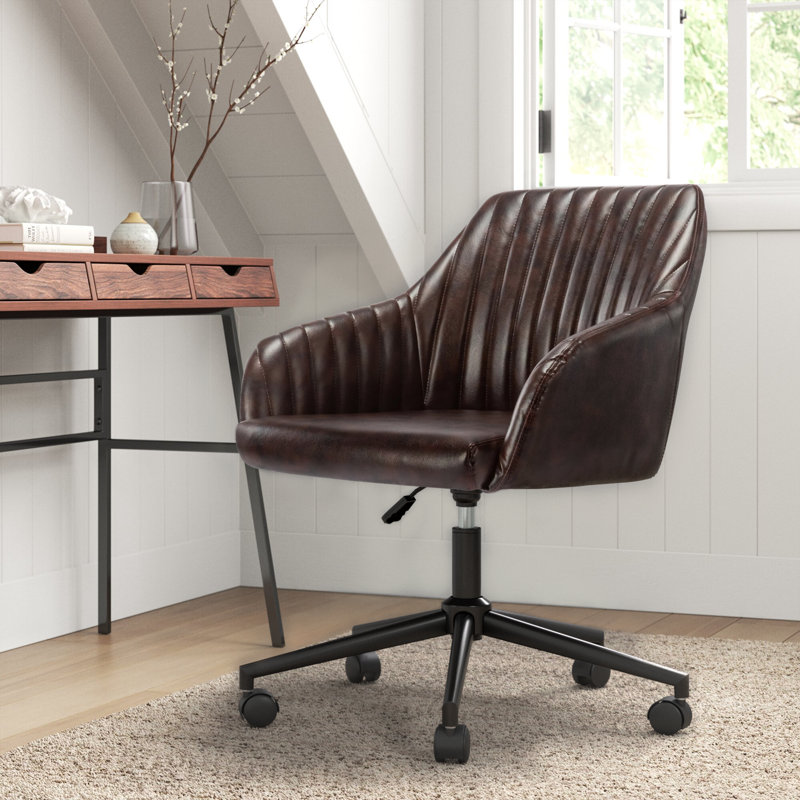 Chaise de bureau pivotante rembourrée Gulliver, Marron foncé