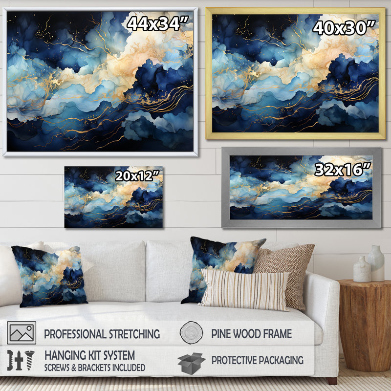 «Celestial Blue and White Sky», impression sur toile, Toile tendue, H 30 po x l 40 po x P 1,5 po