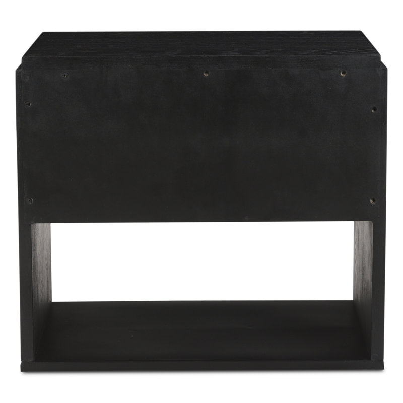 1 - Drawer Solid Wood Nightstand, Black