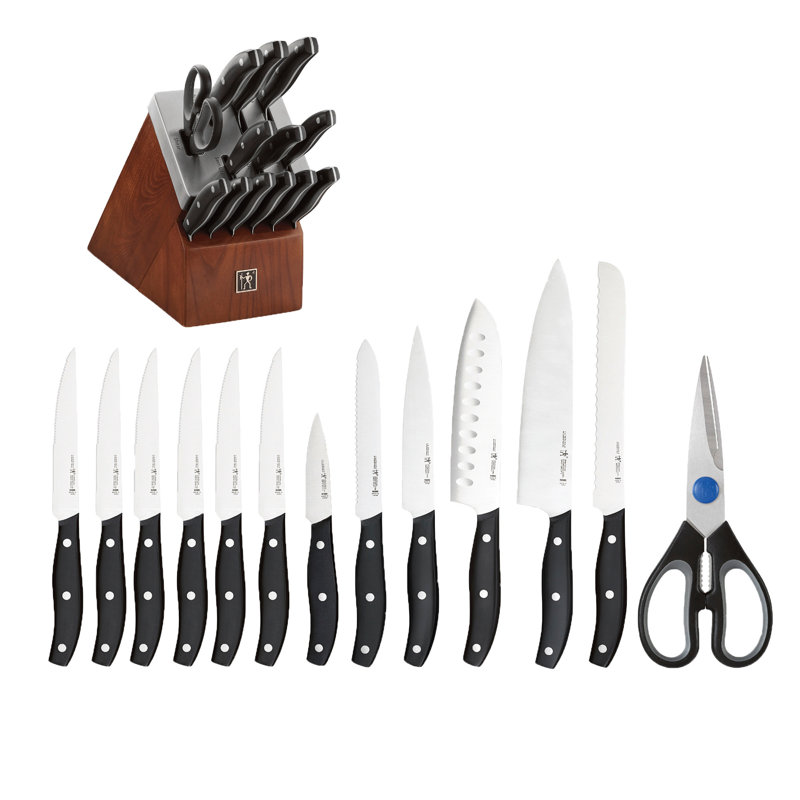 Henckels 14-Piece Self-Sharpening Knife Block Set with Stainless Steel Cap
