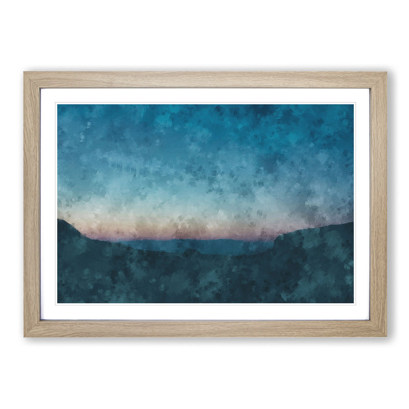 Over the Mountains - Picture Frame Graphic Art Print, Oak, 45cm H x 63cm W x 2cm D
