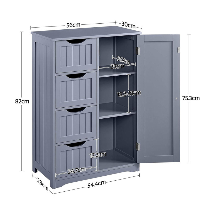 Engineered Wood Freestanding Bathroom Cabinet, Grey