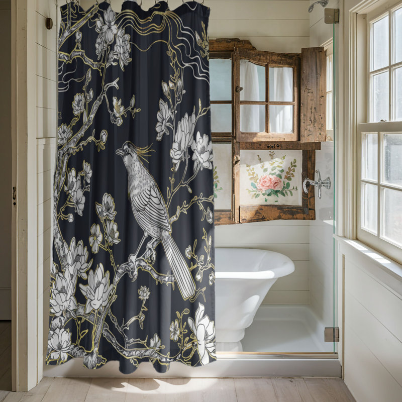 Classic Bird Toile - Rideau de douche standard 1 pièce, H 74 po x l 71 po