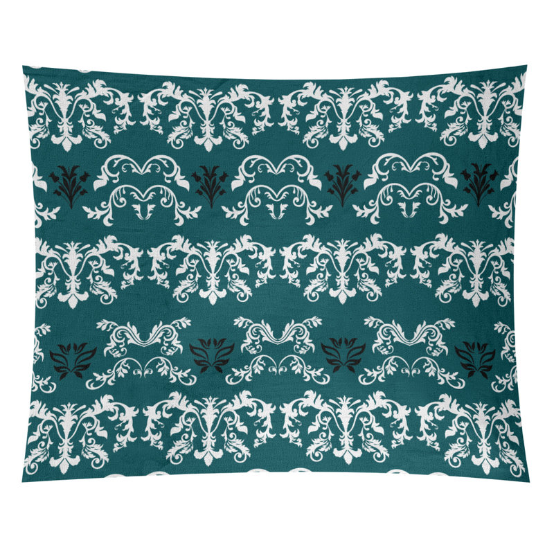 Tapisserie baroque microfibre Philadelphia Football, H 51 po x l 60 po, Vert foncé / noir / blanc