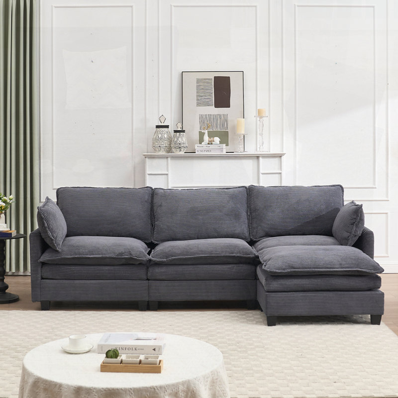 Large Upholstered sofa Couch, Dark Gray