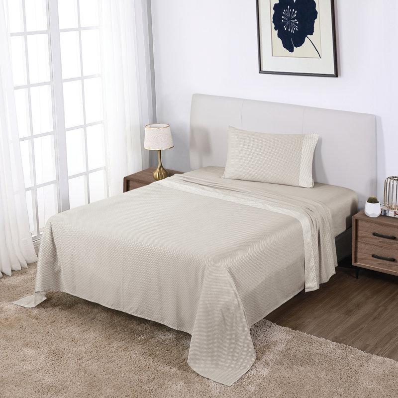 Anti-Microbial 100% Cotton Sateen 4-Piece Sheet Set, Twin, Navy
