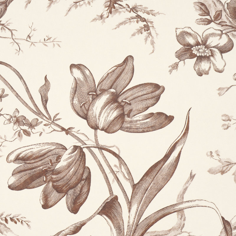 Toile De Fleurs Wallpaper, Fawn