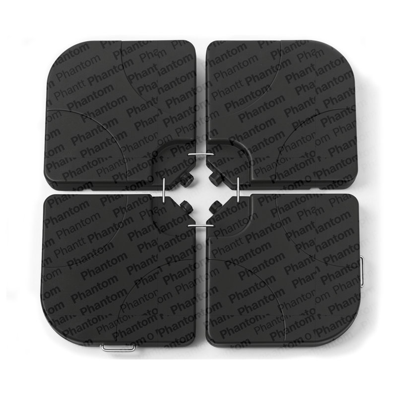 Porte-parapluies de jardin décalé, base rechargeable avec de l'eau ou du sable (160 à 220 lb), ensemble de panneaux en PEHD 4 pièces avec goupilles de verrouillage sécuritaires, résistant aux intempéries et empilable, noir - idéal pour la cour, la pelouse et la piscine