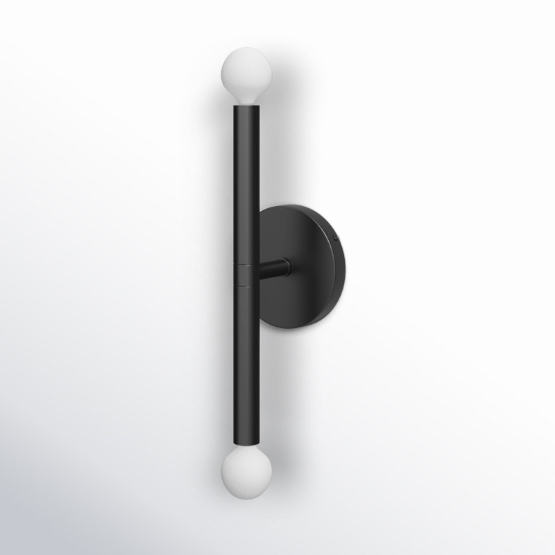 Jamir 2-Light Steel Dimmable Wallchiere, Black