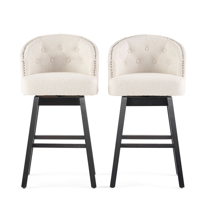 360 Degree Swivel Bar Stool With Stunning Nailhead Trim, Set Of 2