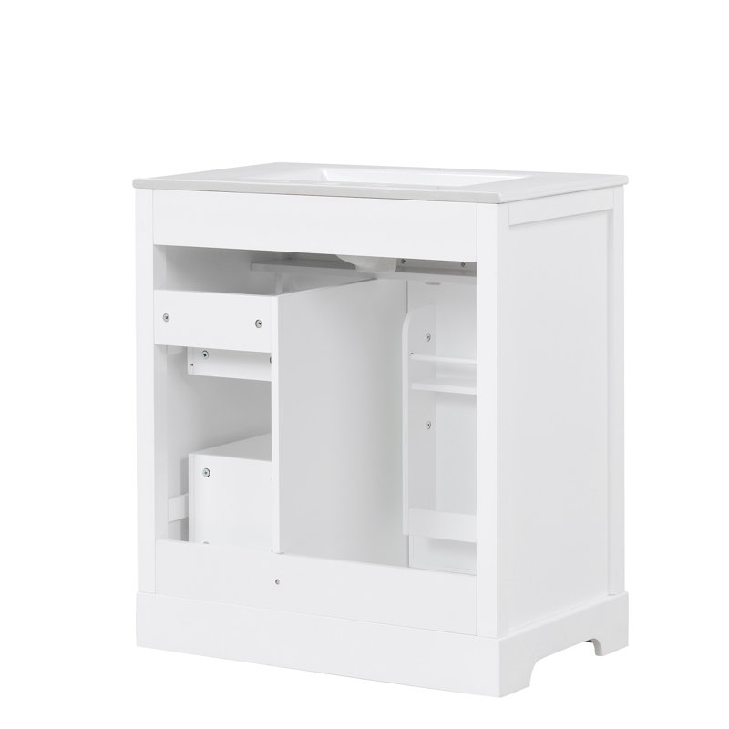 Meuble-lavabo moderne avec rangement supérieur et design élégant pour l'élégance, Blanc