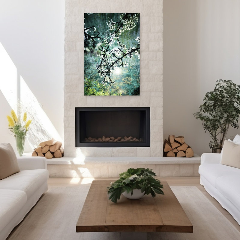Art contemporain, paysage délicat biologique, paysage paisible, H 48 po x l 32 po