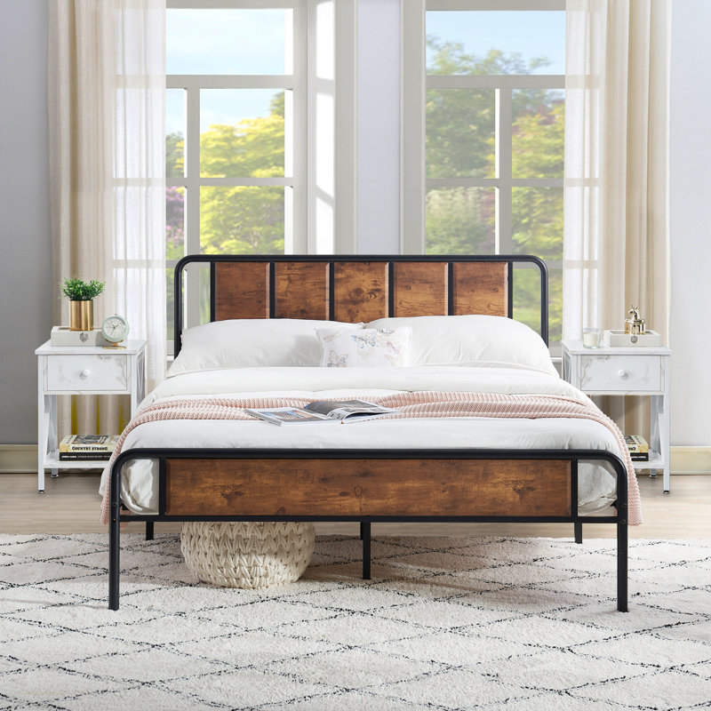 Ensemble de chambre avec lit plateforme 3 pièces Kempst, Grand, Blanc