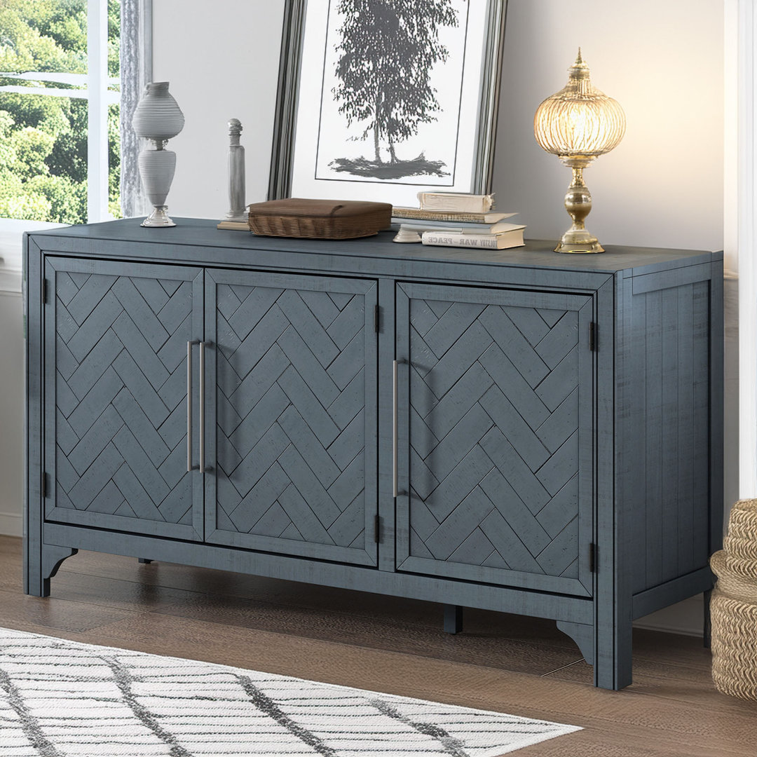 Wooden Sideboard with Adjustable Shelves & Metal Handles Union Rustic 