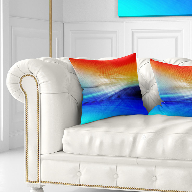 Mélange 3D de rouge, bleu et jaune - coussin imprimé abstrait, 16 po x 16 po, Coussin décoratif