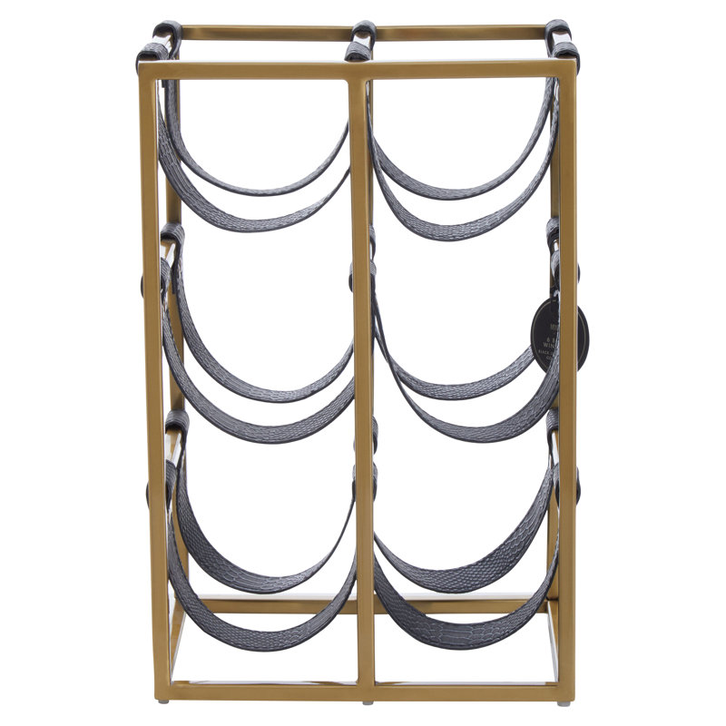 Aldrin Tabletop Wine Bottle Rack, Black/Gold