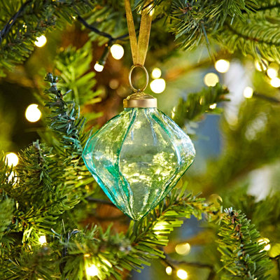 Coloured Recycled Glass Diamond Bauble