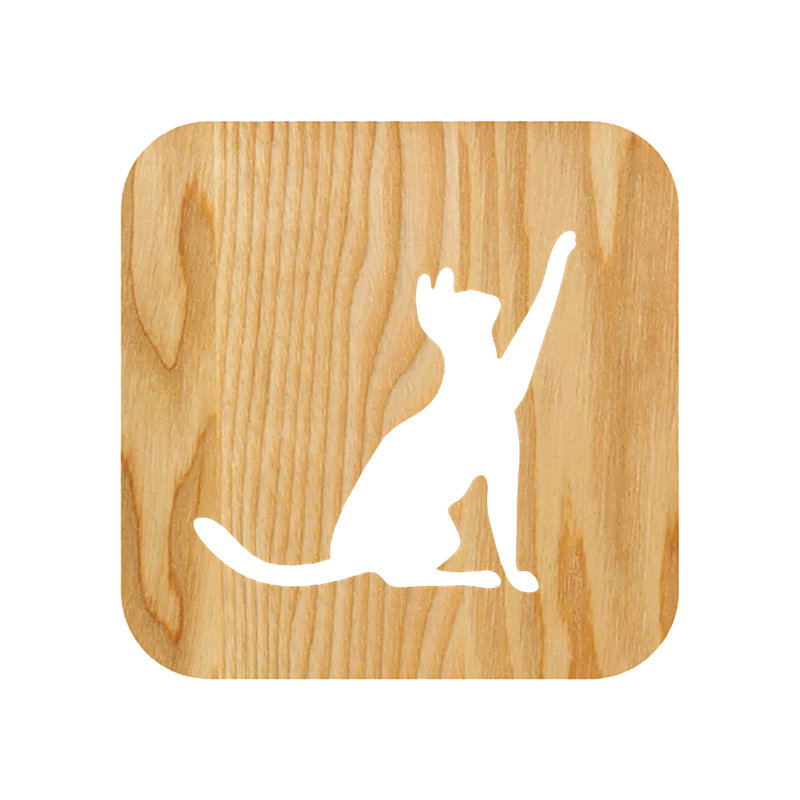 LED Wooden Night Lamps For Bedrooms Table Lamp With Pet Lampshade USB Christmas Gifts