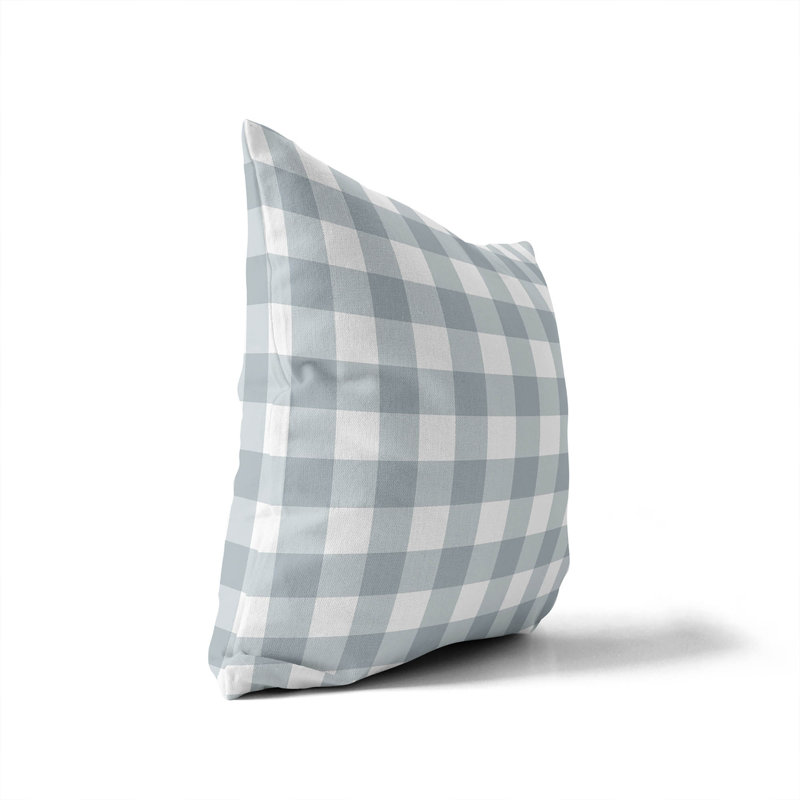 Christopher's Plaid Outdoor Pillow, 16"H x 16"W, Slate Blue Gingham