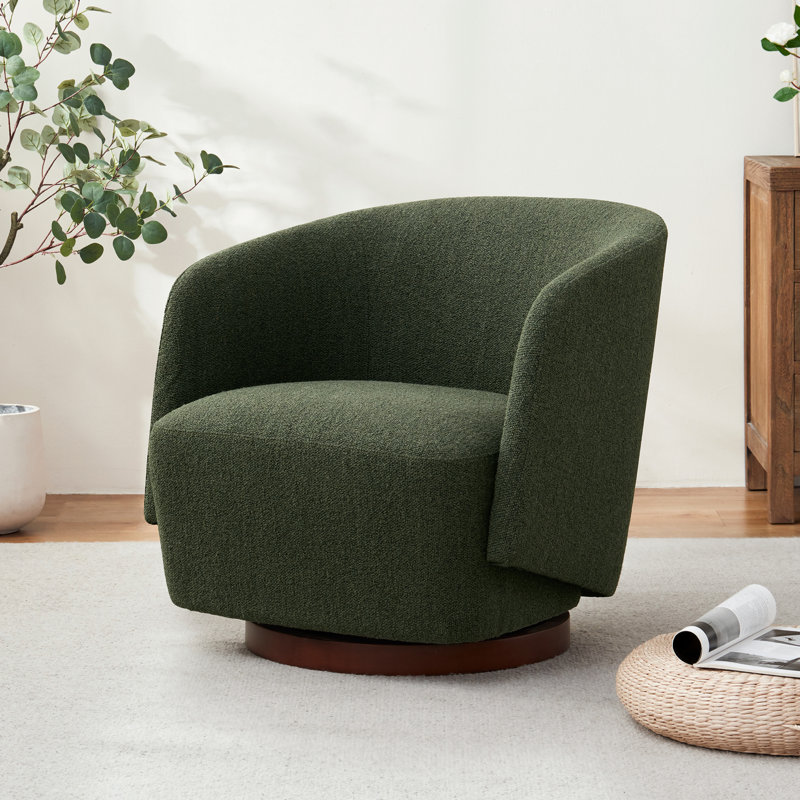 Caysey Boucle Upholstered Swivel Accent Chair, Green
