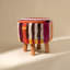 Tabouret d'appoint carré de 40 cm en laine shaggy de Nouvelle-Zélande avec pieds en bois de manguier, pouf multicolore capitonné à la main