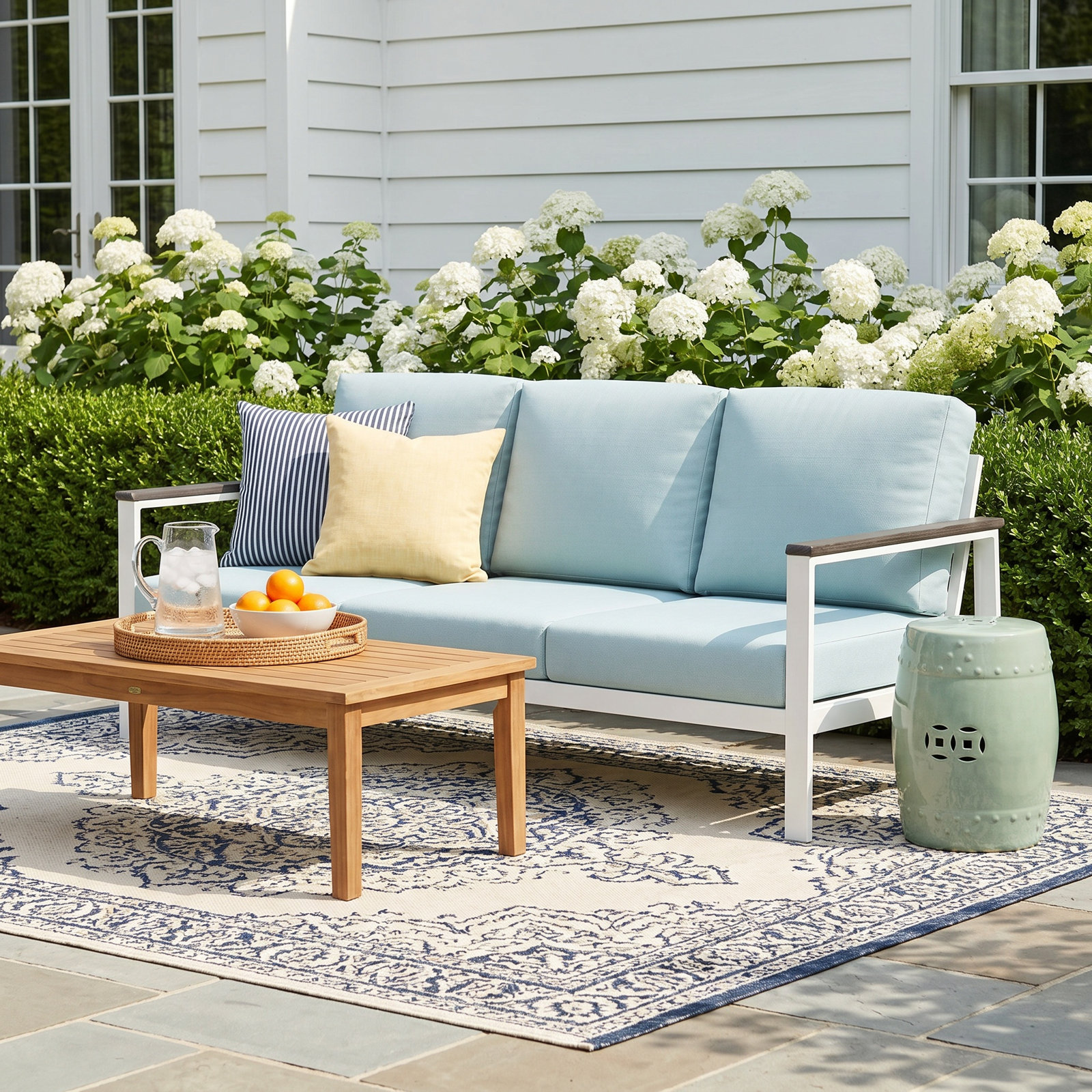 Townsend 80" Sunbrella® Patio Sofa, Gray, Bliss Dew