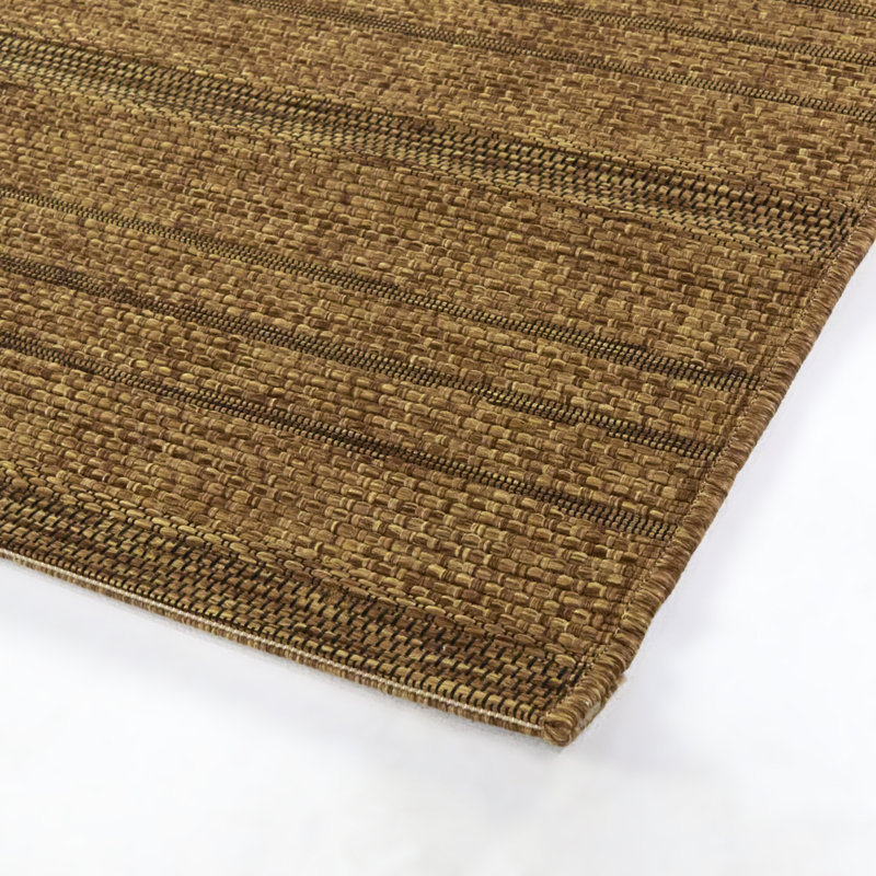 Griego Brown Striped Indoor/Outdoor Area Rug, Rectangle 7'10" x 10'