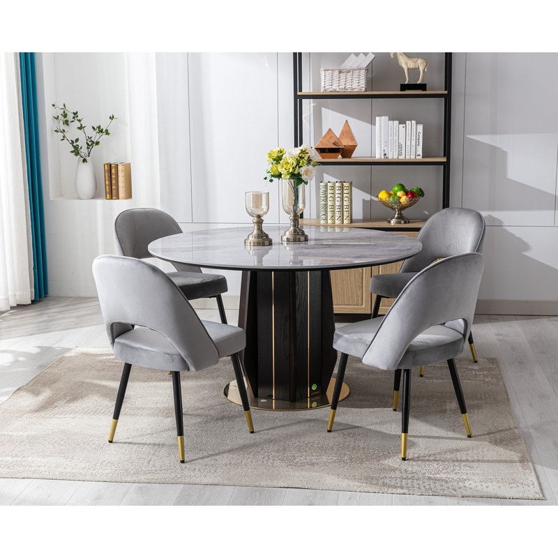 Volena 19.1'' H Velvet Upholstered Side Chair, Gray