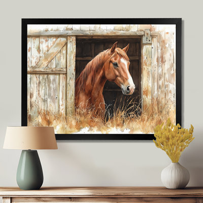Portrait de cheval à la grange III - art mural sur toile