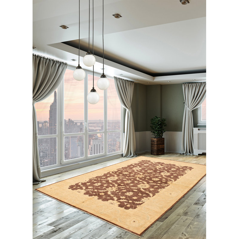 Tapis décoratif en laine de conception unique 6 pi x 9 pi noué à la main new age chobi