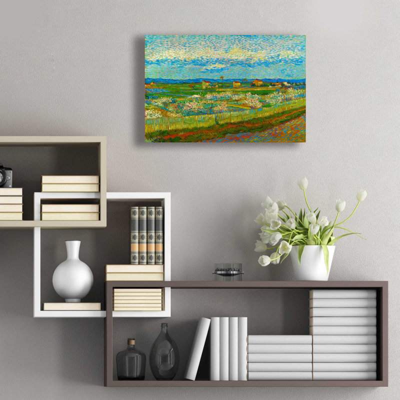«Peach Trees In Blossom» par Vincent Van Gogh, art mural en verre acrylique, H 16 po x l 24 po x P 0,2 po