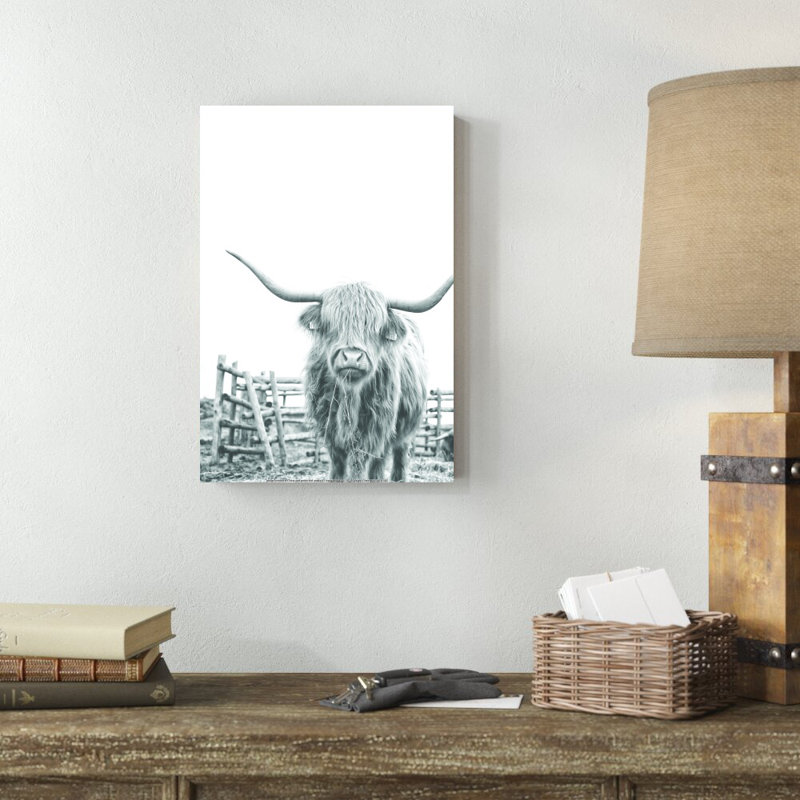 Noir et blanc Highland Cow - impression, H 18 po x l 12 po