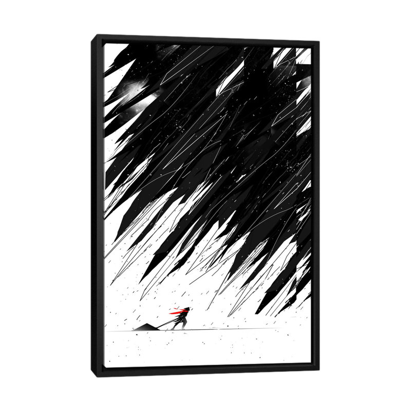 Tempête géométrique, impression sur toile tendue, H 26 po x l 18 po x P 1,5 po, Toile avec cadre noir, Pas de tapis