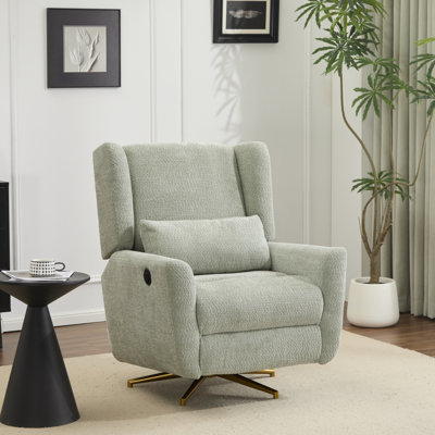 Karik 360° Swivel Upholstered Recliner With 5-Star Base & Pillow