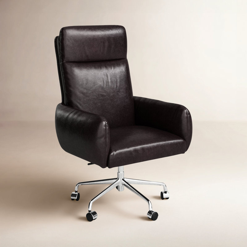 Ottavina Genuine Leather Executive Chair with Headrest, Sonoma Black
