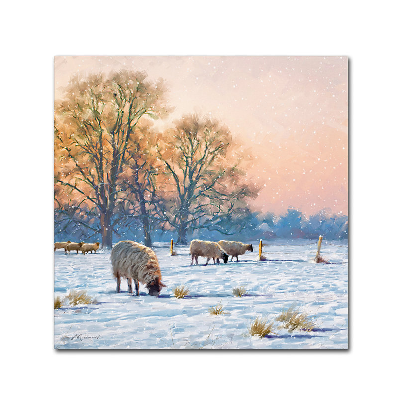 Art mural sur toile tendue - "Winter Sheep" par Macneil Studio pour le salon, la chambre à coucher ou le bureau - 18 x 18